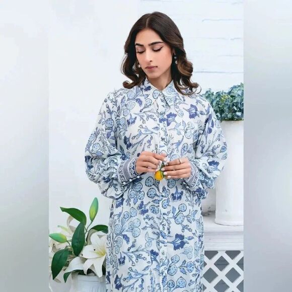 VANYA PAKISTANI DESIGNER AUTHENTIC FLORAL 2 PIECE DRESS COORD SET - Picture 4 of 12